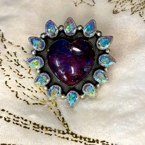 M&S Sterling silver ring purple labradorite